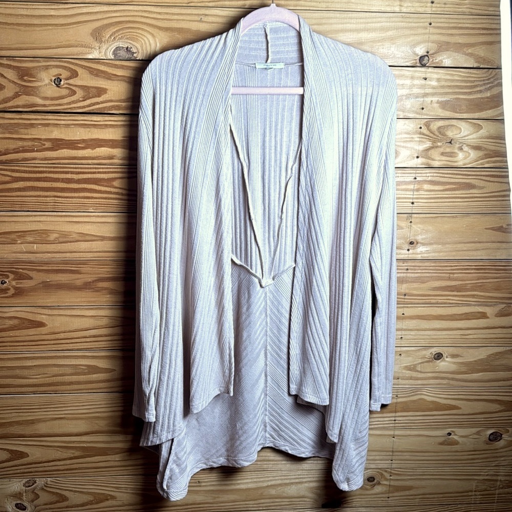 Size medium light rose color knit cross back long sleeve cardigan Maurice’s